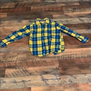 Yellow blue gray plad button up shirt (boys)